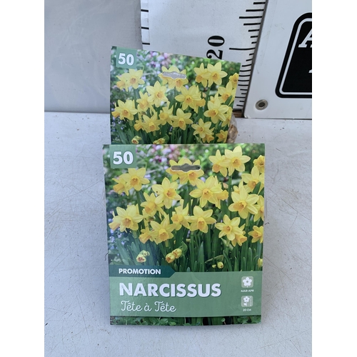 93 - ONE HUNDRED 'TETE A TETE' NARCISSUS BULBS IN TWO PACKS. TO BE SOLD FOR THE ONE HUNDRED