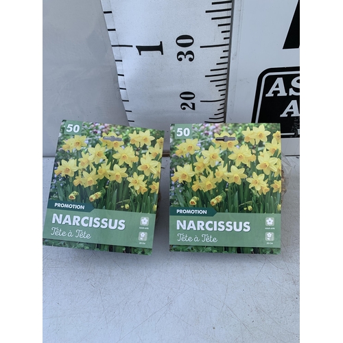 95 - ONE HUNDRED 'TETE A TETE' NARCISSUS BULBS IN TWO PACKS. TO BE SOLD FOR THE ONE HUNDRED