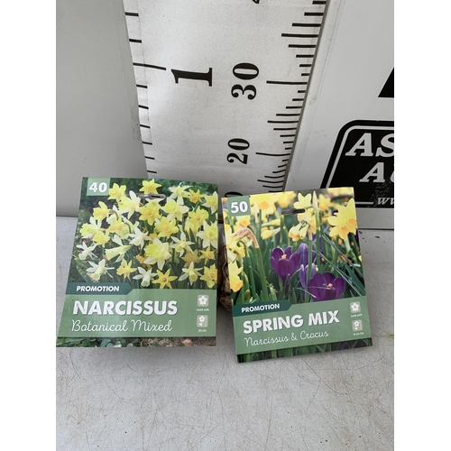 205 - NINETY BULBS IN TWO PACKS - FIFTY CROCUS AND NARCISSUS  MIX AND FORTY BOTANICAL MIXED NARCISSUS. TO ... 