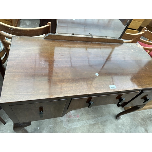 2646 - A MID 20TH CENTURY WALNUT DRESSING TABLE ON CABRIOLE LEGS, 41.5