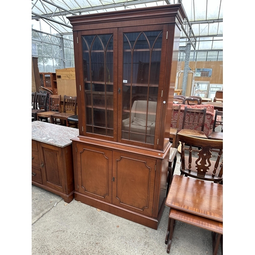 2658 - A VICTORIAN STYLE TWO DOOR BOOKCASE ON BASE, 40