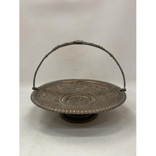 13 - A RENAISSANCE STYLE ELECTROPLATE COPPER FOOTED BOWL WITH HANDLE IN THE MANNER OF FRANCOIS BIROT