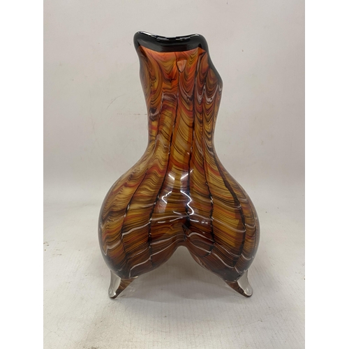 20 - AN ITALIAN MIRHO HAND BLOWN MULTICOLOURED  FOOTED ART GLASS PITCHER