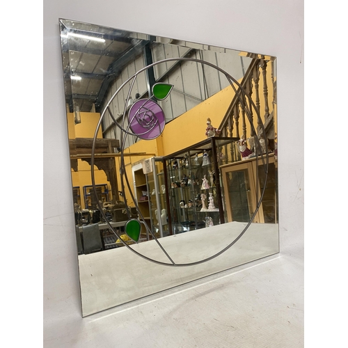 23 - A BEVEL EDGED MACKINTOSH STYLE MIRROR - 60 X 60 CM