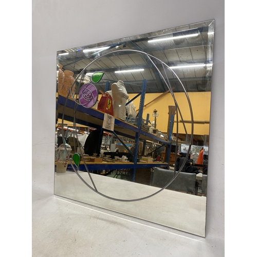 23 - A BEVEL EDGED MACKINTOSH STYLE MIRROR - 60 X 60 CM