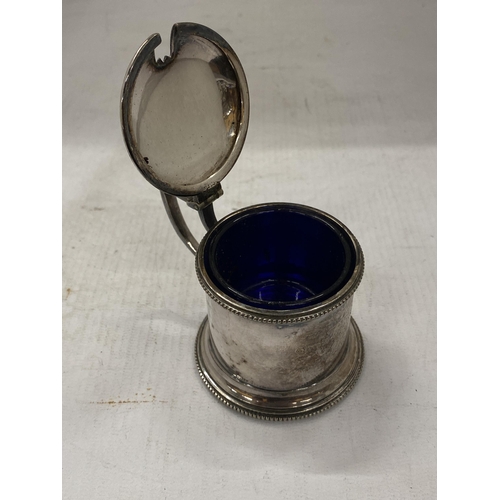 31 - A WALKER AND HALL MUSTARD POT WITH BLUE LINER