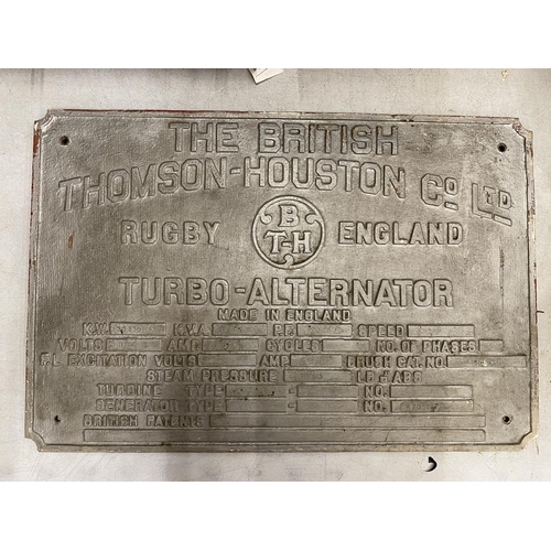 38 - A BRITISH THOMAS-HOUSTON AND CO LIMITED STEEL PLATE - 61 X 41 CM