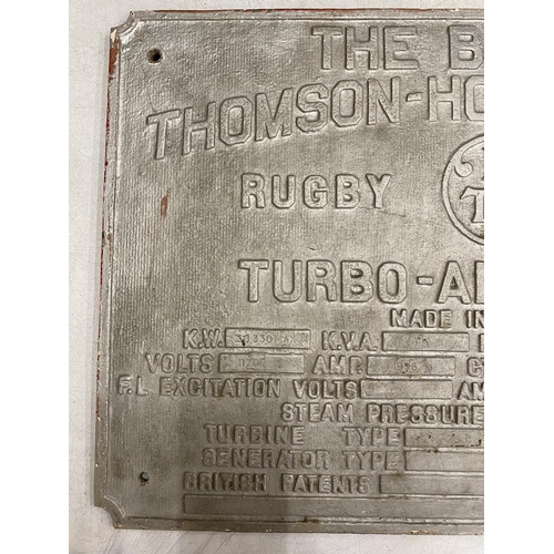 38 - A BRITISH THOMAS-HOUSTON AND CO LIMITED STEEL PLATE - 61 X 41 CM