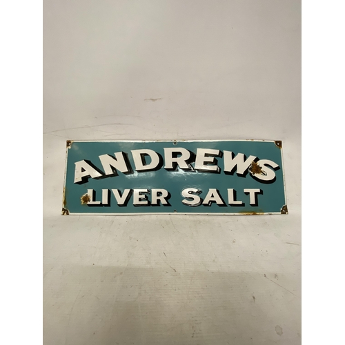 40 - AN ENAMEL ANDREWS LIVER SALT SIGN - 61 X 21 CM