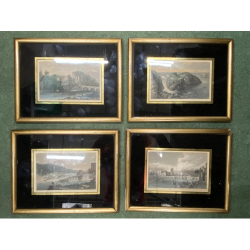 9 - A SET OF FOUR GLAZED AND FRAMED EARLY 18TH CENTURY COLOURED PRINTS OF IRISH SCENES TO INCLUDE LIMERI... 