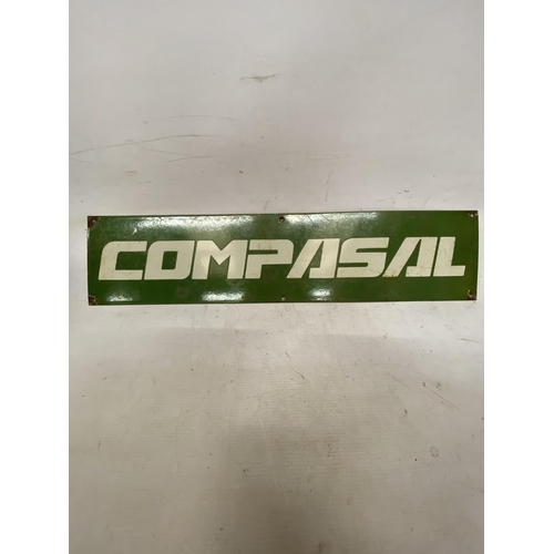 44 - A VINTAGE ENAMEL COMPASAL SIGN - 66 X 15 CM