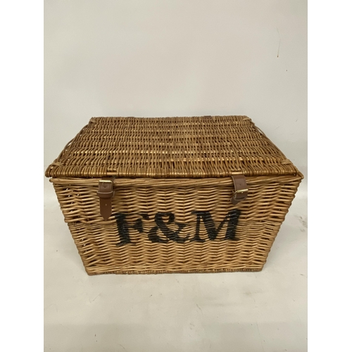 47 - A LARGE FORTNUM AND MASON WICKER BASKET - 59 X 41 CM