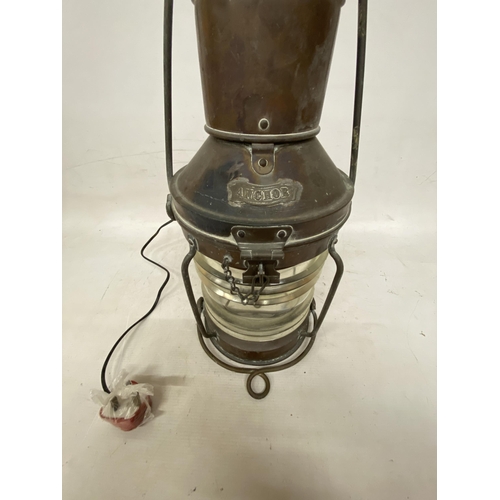 54 - A VINTAGE ANCHOR SHIPS LANTERN LAMP