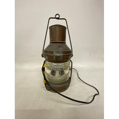 54 - A VINTAGE ANCHOR SHIPS LANTERN LAMP