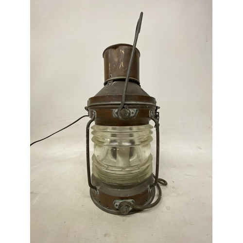 54 - A VINTAGE ANCHOR SHIPS LANTERN LAMP