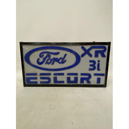 55 - A FORD ESCORT6 XR 3I ILLUMINATED SIGN - 55 CM (W) 29 CM (H) 10 CM (D)