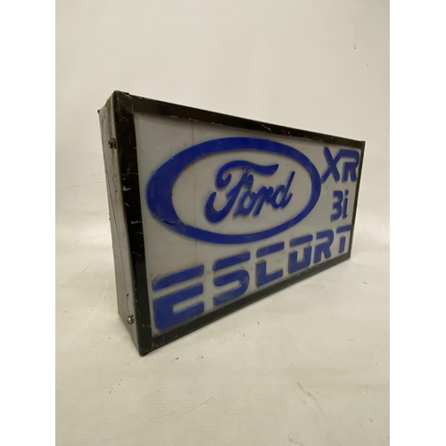 55 - A FORD ESCORT6 XR 3I ILLUMINATED SIGN - 55 CM (W) 29 CM (H) 10 CM (D)