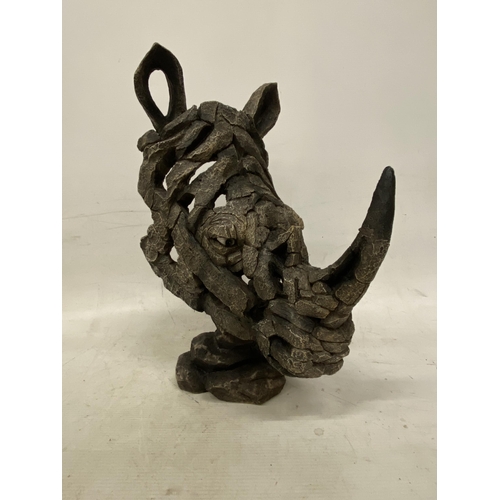 57 - A RHINO BUST SCULPTURE - 38 CM