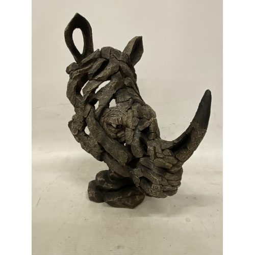 57 - A RHINO BUST SCULPTURE - 38 CM