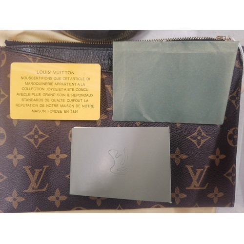 17 - A BELIEVED TO BE LOUIS VUITTON PARIS LEATHER MONOGRAM PATTERN CLUTCH BAG IN DUST COVER - NO WARRANTI... 