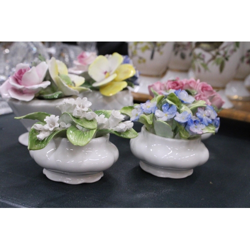 139 - FIVE CERAMIC FLORAL POSIES TO INCLUDE THREE ROYAL ALBERT AND TWO RADNOR