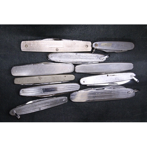 149 - TEN WHITE METAL VINTAGE PEN KNIVES