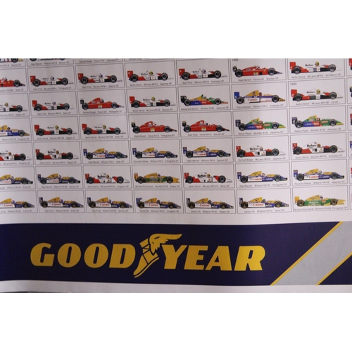 160 - A GOODYEAR POSTER - 'THREE HUNDRED GRAND PRIX VICTORIES'