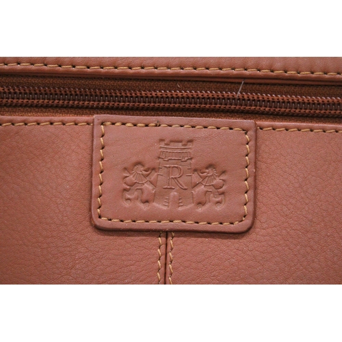 182 - AN AS NEW GENUINE ROWALLAN HANDMADE FINE LEATHER SHOULDER BAG