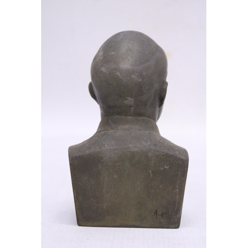 220 - A SIGNED BUST OF LENIN, HEIGHT 14CM