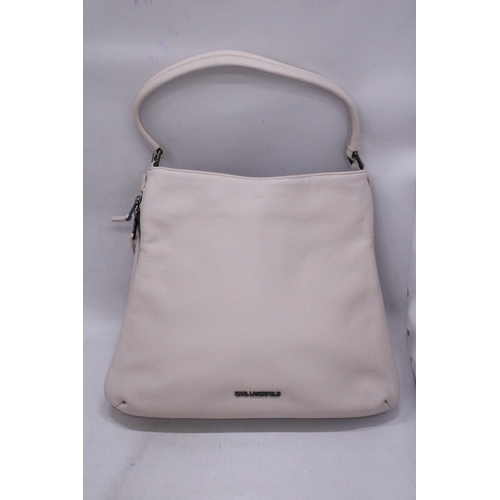 227 - AN AS NEW GENUINE BEIGE/CREAM COLOURED KARL LAGERFELD BAG