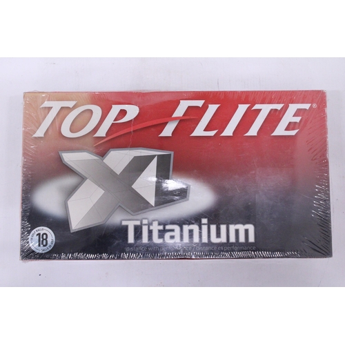 230 - A BOXED AND SEALED SET OF 18 TOP FLITE TITANIUM XL GOLF BALLS