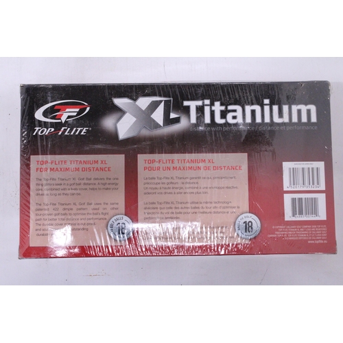 230 - A BOXED AND SEALED SET OF 18 TOP FLITE TITANIUM XL GOLF BALLS