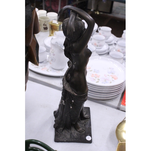 237 - A STATUE OF A SCANTILY CLAD LADY, WITH A BRONZED FINISH, HEIGHT 49CM