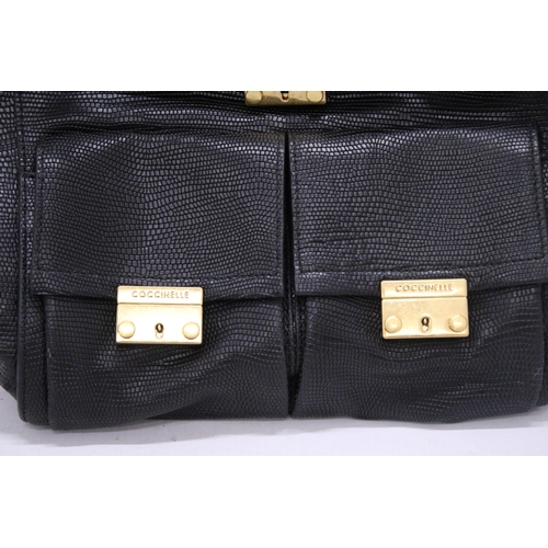 240 - A NEW WITH TAGS 'COCCINELLE' ITALIAN BLACK LEATHER SHOULDER BAG - RETAILS AT £249