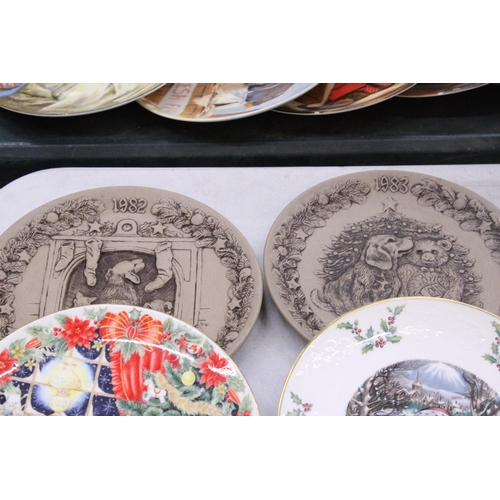 253 - SIX CABINET PLATES TO INCLUDE POOLE POTTERY PLUS SIX HEAVY BASED GLASS TUMBLERS