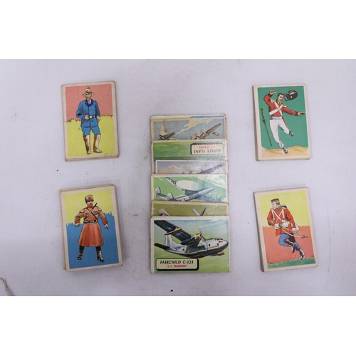 269 - THIRTY SIX SOLDIERS OF THE WORLD CARDS, CHIXGUM 1962 AND ELEVEN ABC 1960 WAR PLANES CARDS