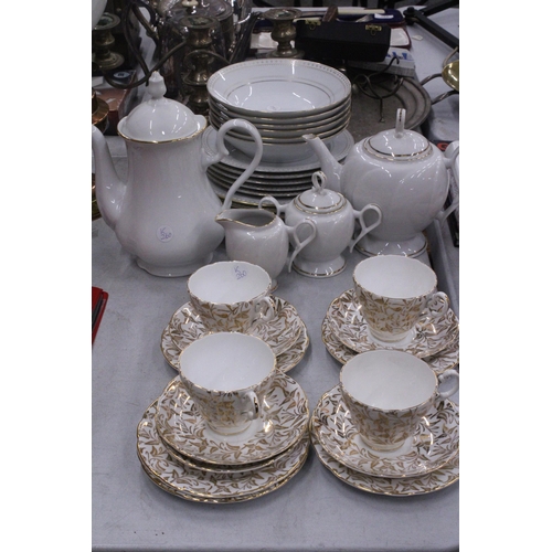 273 - A COLLECTION OF CHINA PLATES, SIDE PLATES, BOWLS, A TEA POT, COFFEE POT, CREAM JUG, SUGAR BOWL, CUPS... 