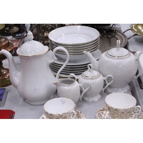 273 - A COLLECTION OF CHINA PLATES, SIDE PLATES, BOWLS, A TEA POT, COFFEE POT, CREAM JUG, SUGAR BOWL, CUPS... 