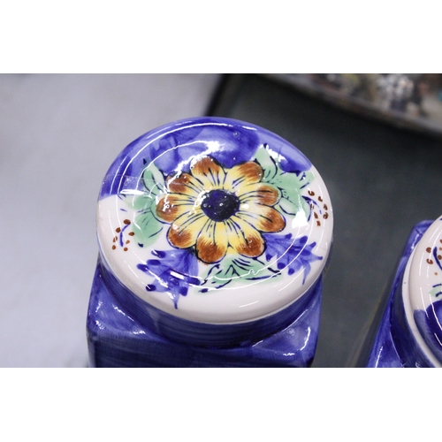 86 - FOUR CERAMIC HANDPAINTED STORAGE JARS