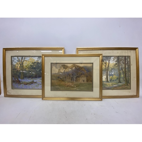 22A - A PAIR OF FRAMED AND GLAZED WATERCOLOURS OF COUNTRY SCENES SIGNED T.E. SADDINGTON TAYLOR (BRITISH 20... 