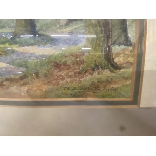 22A - A PAIR OF FRAMED AND GLAZED WATERCOLOURS OF COUNTRY SCENES SIGNED T.E. SADDINGTON TAYLOR (BRITISH 20... 