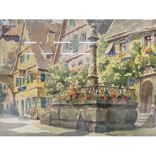 26A - TWO FRAMED AND GLAZED WATERCOLOURS - WILLI FOERSTER (GERMAN 1892 - 1965) VIEWS OF ROTHENBURG, BAVARI... 