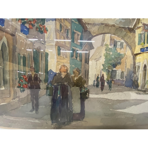 26A - TWO FRAMED AND GLAZED WATERCOLOURS - WILLI FOERSTER (GERMAN 1892 - 1965) VIEWS OF ROTHENBURG, BAVARI... 