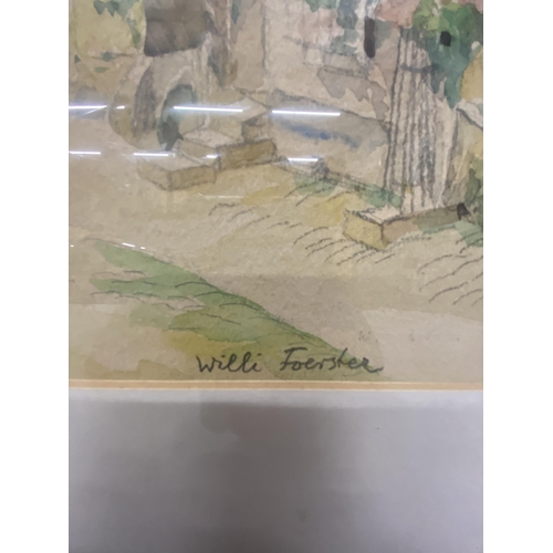 26A - TWO FRAMED AND GLAZED WATERCOLOURS - WILLI FOERSTER (GERMAN 1892 - 1965) VIEWS OF ROTHENBURG, BAVARI... 