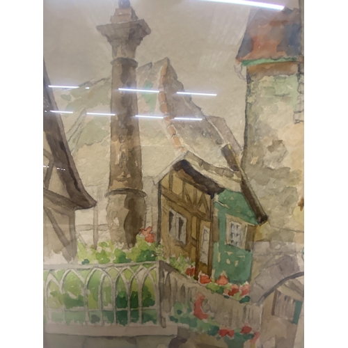 26A - TWO FRAMED AND GLAZED WATERCOLOURS - WILLI FOERSTER (GERMAN 1892 - 1965) VIEWS OF ROTHENBURG, BAVARI... 