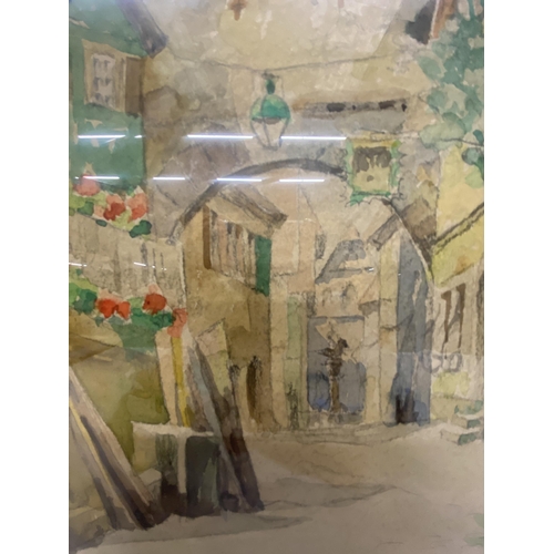 26A - TWO FRAMED AND GLAZED WATERCOLOURS - WILLI FOERSTER (GERMAN 1892 - 1965) VIEWS OF ROTHENBURG, BAVARI... 