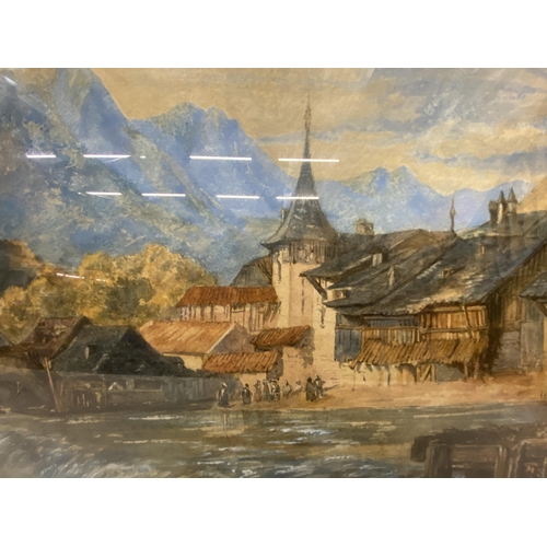 30A - A FRAMED AND GLAZED 19TH CENTURY WATERCOLOUR OF AN ITALIAN SCENE OF A MILL - 34 X 50 CM