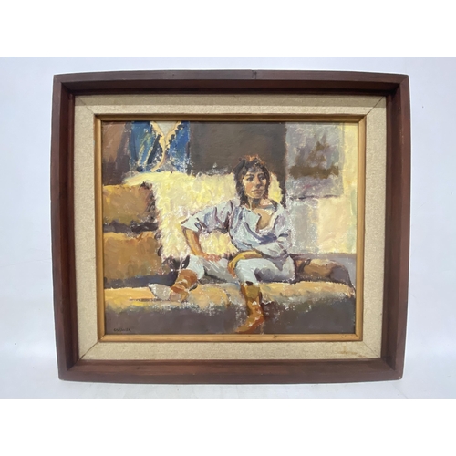 49 - A FRAMED OIL ON BOARD 