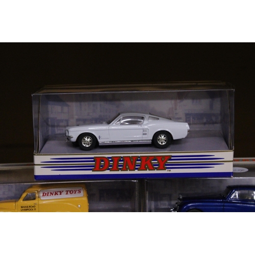 296 - SEVEN DINKY MATCHBOX MODELS OF CARS TO INCLUDE 1955 BENTLEY 'R' CONTINENTAL, 1953 AUSTIN A40, 1967 F... 