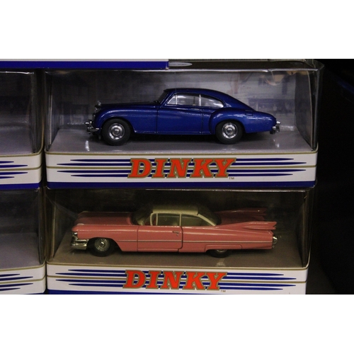 296 - SEVEN DINKY MATCHBOX MODELS OF CARS TO INCLUDE 1955 BENTLEY 'R' CONTINENTAL, 1953 AUSTIN A40, 1967 F... 